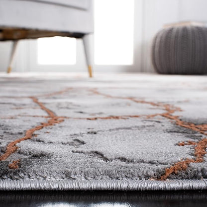 SAFAVIEH Craft Collection 2'3" x 12' Grey/Orange CFT877P Modern Abstract Non-Shedding Entryway Foyer Living Room Kitchen Runner Rug