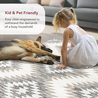 nuLOOM Adelade Beige/Ivory, 4' x 6', Southwestern, Shaggy, Soft and Cozy, High Traffic, Stain Resistant Area Rug for Bedroom, Living Room, Dining Space, Den, Foyer, Entryway