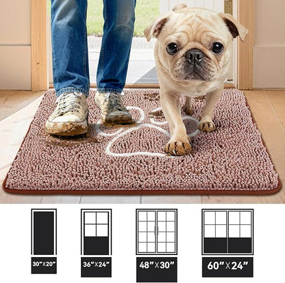 Bcoimo Super Absorbent Dog Door Mat, 30"*20" Anti Slip Mat for Muddy Paws, Pet Rugs for Dirty Paws Washable That Absorbs Moisture and Dirt, for Dog Cage and Pet Resting Carpet