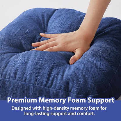 Chair Cushions for Dining Chairs, Dining Chair Cushions, Tufted Indoor Chair Pads with Ties & Non Slip Backing, Seat Cushions for Kitchen Chairs 16.5” x 16.5” x 3.5”, Set of 6, Navy Blue