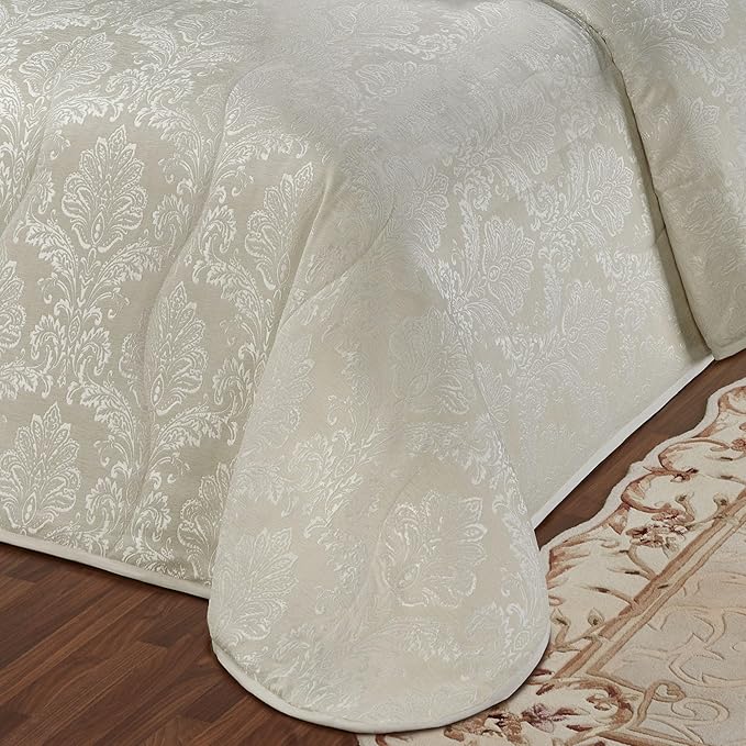Touch of Class Camelot Luxury Bedding | Neutral Soothing Ivory | Matte Satin Damask on Richly Textured Jacquard-Woven Chenille | Designed 3 Piece Set Includes King Bedspread and 2 King Shams