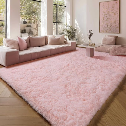ONASAR Pink Area Rugs for Living Room Girls Bedroom, 5x8 Washable Fluffy Bedside Throw Rug, Soft Cute Plush Shaggy Indoor Floor Carpet for Nursery Kids Boys Teen Dorm Office Home Decor Aesthetic
