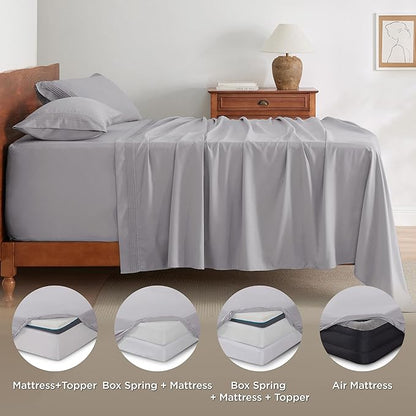 Bedsure Deep Pocket Twin Sheets Set - Fits Mattresses Up to 21 Inches Thick -3 Piece GentleSoft Bed Sheets, Moisture Wicking, Soft & Cooling Bedsheet & Pillowcases, Easy & Secure Fit, Ivory