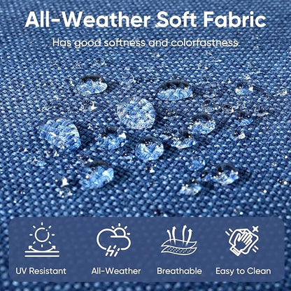 Patio Chair Cushions 5 Packs - Outside 22x24 High Back Water-Resistant Cushion with Zipper Cover for Outdoor Glider Rocking Chairs Loveseat 3-seat Couch Sofa – Blue/Buckle