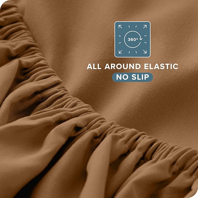Bare Home Twin XL Sheet Set - 1800 Ultra-Soft Microfiber Twin Extra Long Bed Sheets - Double Brushed - Deep Pockets - Easy Fit - Extra Soft - 3 Piece Set - Bed Sheets & Pillowcases (Twin XL, Caramel)