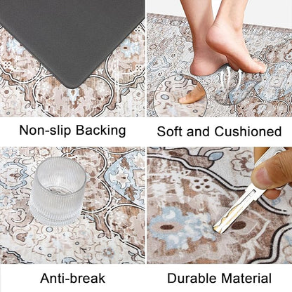 Ileading Anti Fatigue Kitchen Rugs Sets of 2 Cushioned Kitchen Mats for Floor Waterproof Kitchen Mat Set Non Slip Comfort Standing Mat for Kitchen, Office, Sink, Laundry
