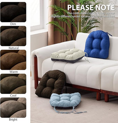 Chair Cushions for Dining Chairs, Seat Cushions for Kitchen Chairs, Indoor Seat Cushions with Ties, Tufted Foam Chair Pads, Non Slip Chair Cushions Set of 6, 15.5" x 15.5" x 4", Brown
