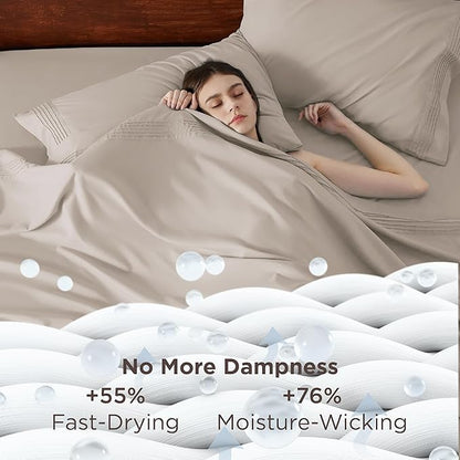 Bedsure Deep Pocket Twin Sheets Set - Fits Mattresses Up to 21 Inches Thick -3 Piece GentleSoft Bed Sheets, Moisture Wicking, Soft & Cooling Bedsheet & Pillowcases, Easy & Secure Fit, Linen