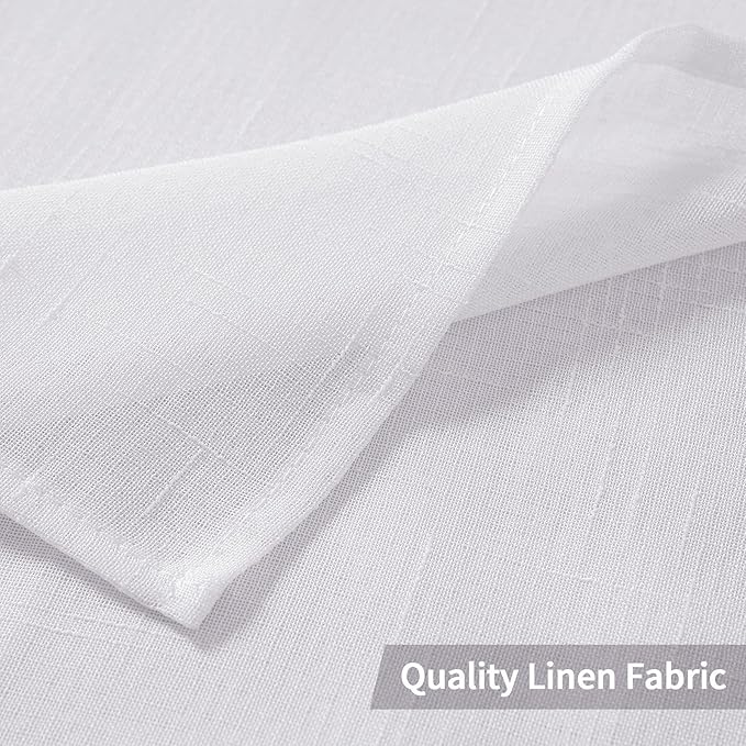 MIULEE Natural Linen Sheer Window Curtains - Elegant Solid White Drapes Grommet Top Voile Panels for Bedroom Living Room (52X90 Inch)