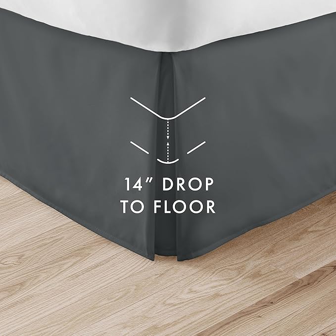Linen Market Bed Skirt - Ultra Soft Microfiber - Easy Fit with 14 Inch Tailored Drop - Hotel Quality, Shrinkage & Fade Resistant - Bed Cover - Queen Bed Set - Bedroom Décor - (Queen, Gray)
