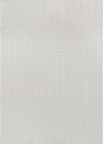 Beverly Rug Micro Loop Area Rug White 8x10 Modern Luxury Soft Circle Geometric Durable Indoor Area Rugs for Living Dining Room Office Stain Resistant Non Shedding Casual Indoor Carpet White 8 x 10