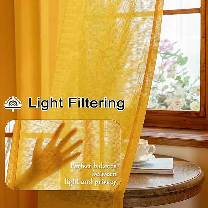 MAIHER Gold Sheer Pinch Pleated 120 Inch Curtains Floor to Ceiling for Living Room Light Filtering Pleated Drapes with Adjustable Hooks Soft Touch 10ft Curtains, Gold, 42" W x 120" L, 2 Panels