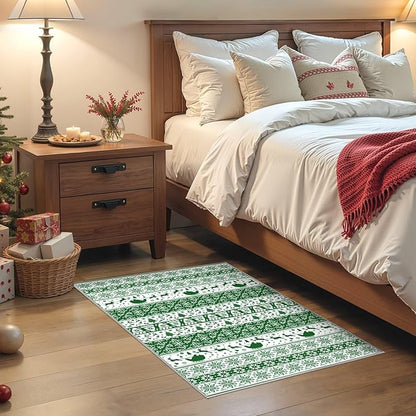 Abstract Living Room Rug 2X3 - Modern Washable Christmas Soft Thin Area Rug for Living Room Bedroom Under Dining Table - Neutral Indoor Floor Rug Carpets for Home Office Playroom Nursery - Green