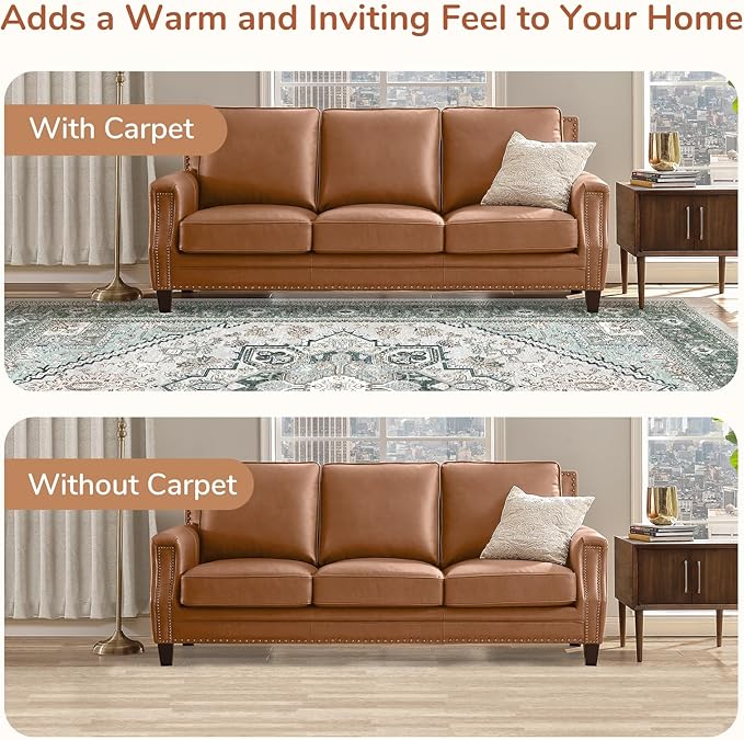 OPPODREAM Thin 6x9 Area Rugs, Washable Rug 6x9 with Non Slip Backing, Faux Cashmere Low-Pile 6 x 9 Carpet, Green