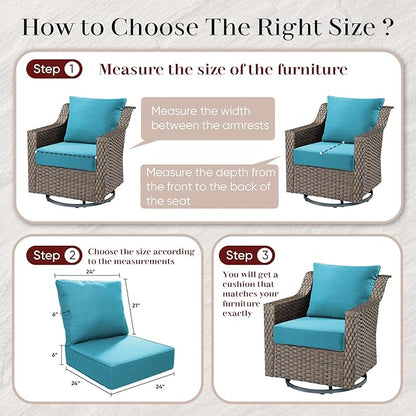 Outdoor Seat Cushion Set-24 x 24 x 6 Inch Outdoor Chair Cushions with Water Resistant & Removable Cover Outdoor Cushions for Patio Furniture Chair Sofa Couch-Light Blue