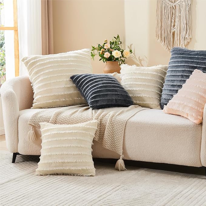 BEDELITE Velvet Pillow Covers 26x26 with Zipper, 2 Pack Super Soft Square Pillow Covers for Bedroom, Sofa, Luxury Cozy Fleece Pillowcases for All Seasons(26x26 Inches, Coral-Boho)