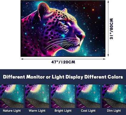 Galaxy Leopard Rug Fierce Panther Head Area Rugs for Boys Kids Bedroom Living Room Gameroom Girls Glitter Carpet Floor Mat Throw Rugs 63 in x 31 in