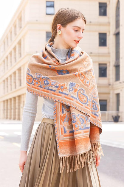 Wander Agio Warm Fashion Scarf Long Shawl Large Blanket Winter Wraps Scarves for Women Cashmere Jacquard Vintage Paisley