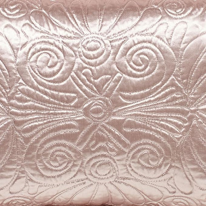 Touch of Class Portia Luxury Bedding | Posh Rose Quartz | Premier Quilted Polyester Satin | Romantic Hand Guided Machine Quilted Scroll Design 3 Piece Set with King Bedspread and 2 King Shams