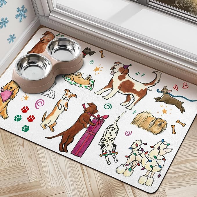 Absorbent Pet Mats for Food & Water, Quick Dry Non-Slip Cat & Dog Accessories