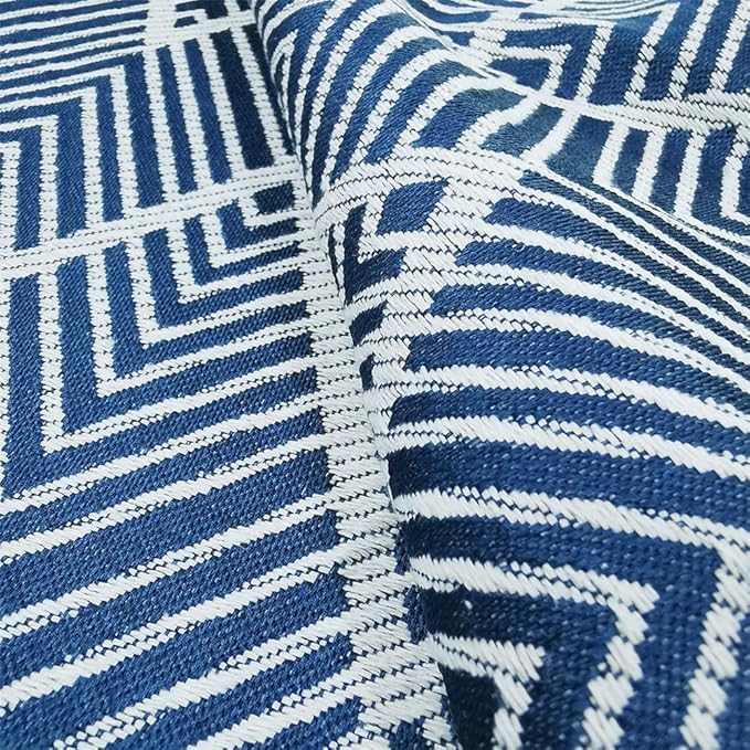 Simple Bedside Table Tassel Cover Cloth, Nightstand Tablecloth Cover Towel, Suitable for Bedside Table TV Microwave Washing Machine Refrigerator Dust Cover (15.7 * 35.4 inches,Geometric Blue)