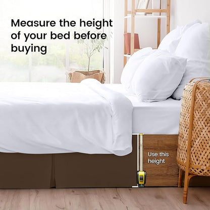 Utopia Bedding Full Bed Skirt - Soft Quadruple Pleated Ruffle - Easy Fit with 16 Inch Tailored Drop - Hotel Quality, Shrinkage and Fade Resistant (Full, Brown)