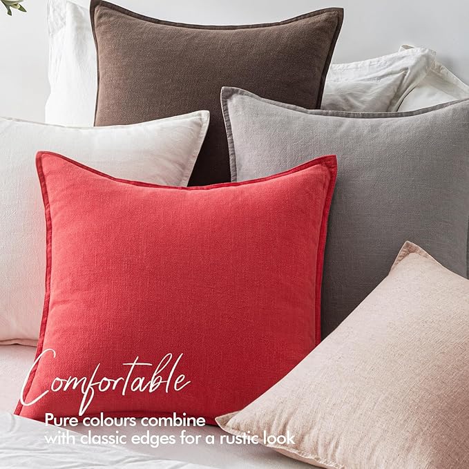 EMEMA Christmas Throw Pillow Covers Decorative Linen Pillow Covers 20x20 Inch Red Boho Farmhouse Neutral Couch Throw Pillows for Bed Pack of 2 Accent Pillowcase Modern Sofa Cushion Livingroom Home