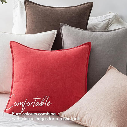 EMEMA Christmas Throw Pillow Covers Decorative Linen Pillow Covers 20x20 Inch Red Boho Farmhouse Neutral Couch Throw Pillows for Bed Pack of 2 Accent Pillowcase Modern Sofa Cushion Livingroom Home