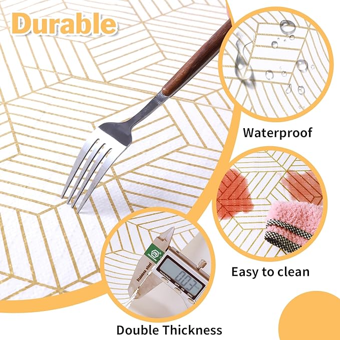Shelf Liners for Kitchen Cabinets 11.8 x 236.2In Non Adhesive Shelf Liner Paper Non-Slip Thickened Drawer Liner Easy to Clean for Tool Box Refrigerator with Knife and Tape Measure, Gold Geometric