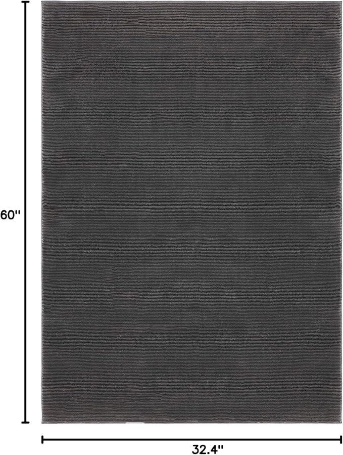 SAFAVIEH Revive Collection Accent Rug - 2'7" x 5', Charcoal, Solid Design, Non-Shedding & Easy Care, Ideal for High Traffic Areas in Entryway, Living Room, Bedroom (REV102H)