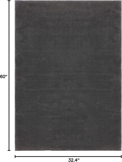 SAFAVIEH Revive Collection Accent Rug - 2'7" x 5', Charcoal, Solid Design, Non-Shedding & Easy Care, Ideal for High Traffic Areas in Entryway, Living Room, Bedroom (REV102H)