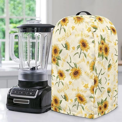 Blender Dust Cover, Sunflower Music Notes Stand Mixer or Coffee Maker Appliance Cover Food Processor Hood for Home Kitchen Small Appliance Covers
