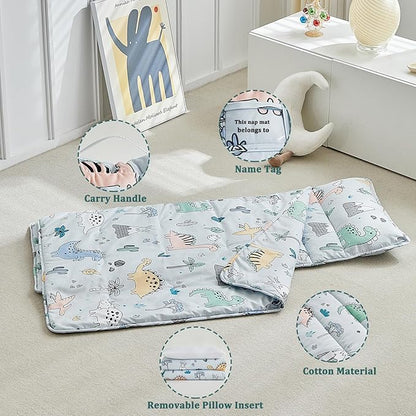 Toddler Nap Mat with Removable Pillow,Ultra Soft Slumber Bags for Girls,Kids Sleeping Bags with Roll Up Design, Perfect for Preschool,Daycare,Kindergarten