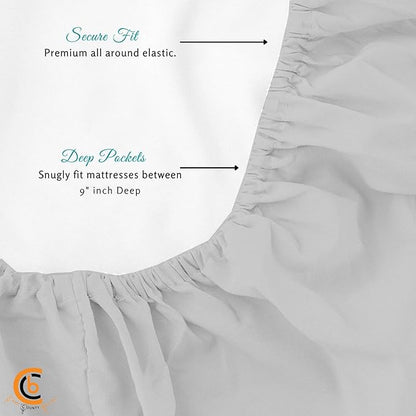 Twin Size Cot Sheet Set 31" x 75" x 9" 3 Piece - Cot Size Fitted Sheets fits Upto 9" with Narrow Twin/Camp Bunk/Rvs Bunk/Guest Beds/Trifold Mattress,Twin Sheet Set, Light Grey