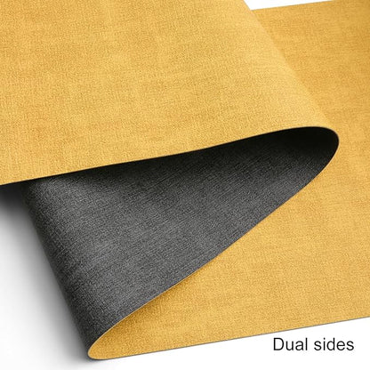Table Runners 72 Inches Long, Dual-Sided Faux Leather Farmhouse Table Runner Waterproof Heatproof Non-Slip for Living Room Party Home Decor Holiday Decorations(Gray Yellow, 15 x 72 Inch)
