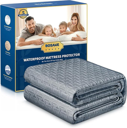 Premium 100% Waterproof Twin XL Mattress Protector, Breathable Cooling 3D Air Fabric Mattress Cover, Hypoallergenic Noiseless Bed Cover Vinyl Free, 8-21'' Deep Pocket (Gray)