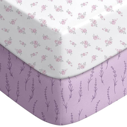 Baby Crib Sheets for Boys Girls Neutral, 2 Pack Crib Mattress Sheet for Standard Crib and Toddler Mattress, Super Soft Breathable Fitted Crib Sheet, 52" x 28"