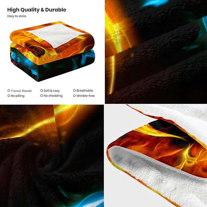 Ice & Fire Dragon Throw Blanket for Couch, Super Soft Fuzzy Throws Warm Comfortable Plush Fleece Blanket, Fashion Decorative Flannel Fleece Blanket for All Season(60 x 80 in, Ice & Fire Dragon)
