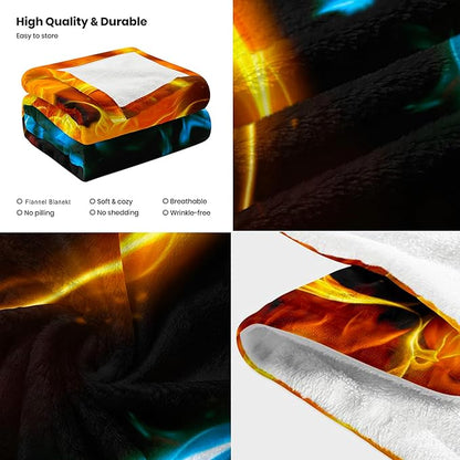 Ice & Fire Dragon Throw Blanket for Couch, Super Soft Fuzzy Throws Warm Comfortable Plush Fleece Blanket, Fashion Decorative Flannel Fleece Blanket for All Season(60 x 80 in, Ice & Fire Dragon)