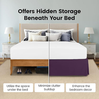 Utopia Bedding Full Bed Skirt - Soft Quadruple Pleated Ruffle - Easy Fit with 16 Inch Tailored Drop - Hotel Quality, Shrinkage and Fade Resistant (Full, Purple)