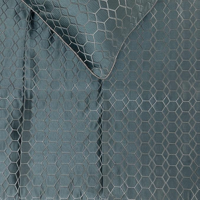 The HomeCentric King Queen Twin Blue Decorative CA King 86"x18" Bed Runner with Pillow Cover, Hexagon Pattern Bed Scarf on Jacquard Fabric - Hexagon Lagoon