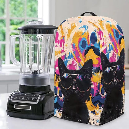 Cool Black Cats Blender Cover Kitchen Appliance Cover Anti Fingerprint Dust Protection Washable Coffee Machine Cover Food Processor Dust Cover Stand Mixer Cover with Top Handle