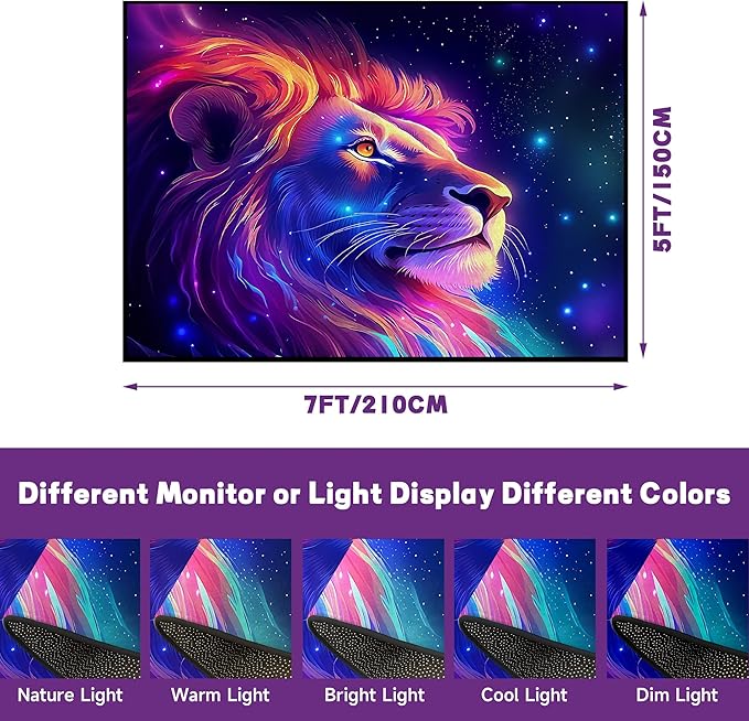 5' X 7' Galaxy Lion Rug 3D Fierce Lions Area Rugs for Kids Bedroom Living Room Playroom Gameroom Boys Glitter Carpet Throw Rugs Floor Mat