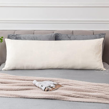 BEDELITE Body Pillow Cover with Zipper Closure, Super Soft and Cozy Fuzzy Fleece Pillowcase 20 x 54 Inches, Luxury Fluffy Plush Long Body Pillow Pillowcase for All Seasons(Off White)