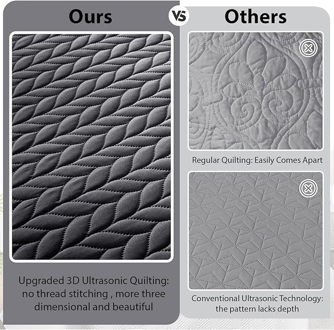 IR Imperial Rooms 8 Pack California King Quilt Bedding Set (118"x106") - Bulk Wholesale for Hotels, Guest Bedroom & Airbnbs - Lightweight Microfiber Reversible Embossed Quilts Bedspread (Charcoal)