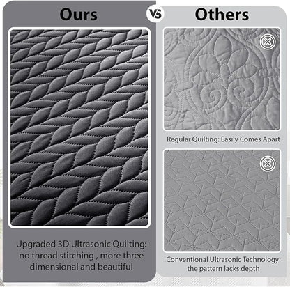 IR Imperial Rooms 8 Pack California King Quilt Bedding Set (118"x106") - Bulk Wholesale for Hotels, Guest Bedroom & Airbnbs - Lightweight Microfiber Reversible Embossed Quilts Bedspread (Charcoal)