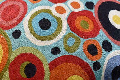 Turquoise Polka Dots Decorative Pillow Cover Contemporary Pillowcase Blue Modern Outdoor Chair Cushion Throw Sofa Couch Cushions Hand Embroidered Wool 18x18
