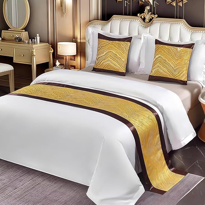 Bed Runner for Guest Room，Luxury Bed Runner，Wedding Bed Runner，Embroidered Bed Runner，Breathable Washable，Hotel Decor，Bed Decorations ，for Home Hotel Decorations(M,50 * 210cm)