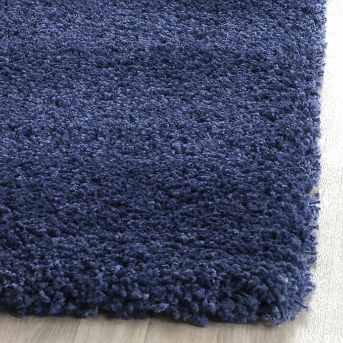 SAFAVIEH Milan Shag Collection Runner Rug - 2' x 6', Navy, Solid Design, Non-Shedding & Easy Care, 2-inch Thick Ideal for High Traffic Areas in Living Room, Bedroom (SG180-7070)