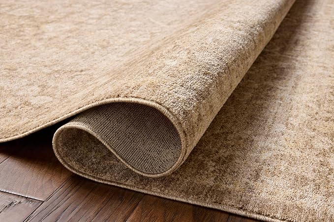 Loloi Chris Loves Julia Palma Collection PLM-01 Bark/Natural 5'-3" x 7'-6" Area Rug Vintage Style Boho Living Room Bedroom Carpet